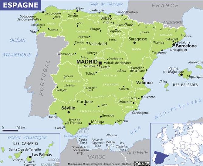espagne carte Carte de l'Espagne   Ambassade de France en Espagne / Embajada de 